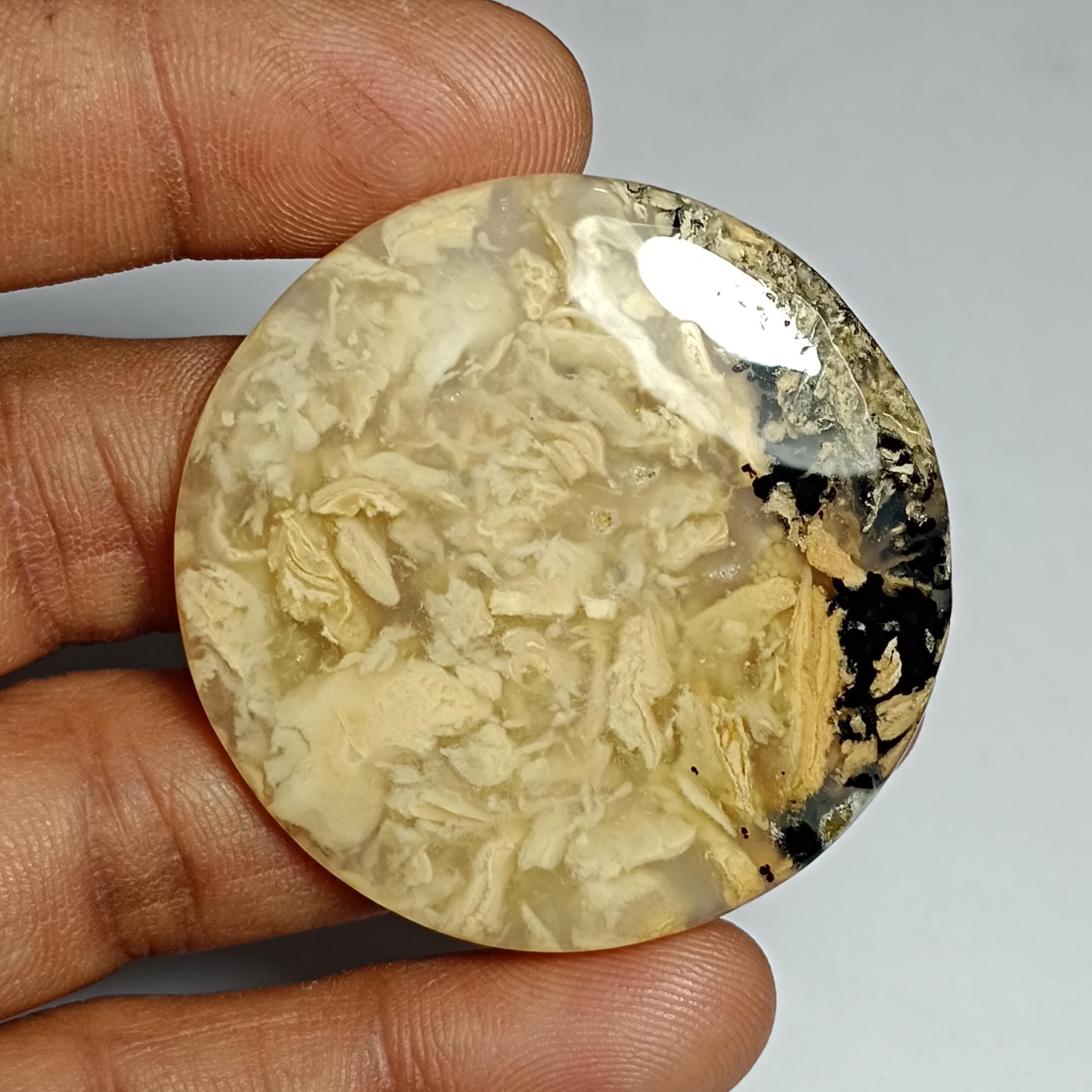 Tiger Dendritic Agate Cabochon: Semi Precious Loose Gemstone (44 X 44 Mm, 95cts.)