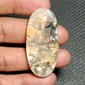 Tiger Dendritic Agate Cabochon: Semi Precious Loose Gemstone (46 X 22 Mm, 56cts.)
