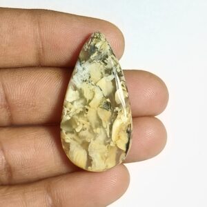 Tiger Dendritic Agate Cabochon: Semi Precious Loose Gemstone (39 X 20 Mm, 35cts.)