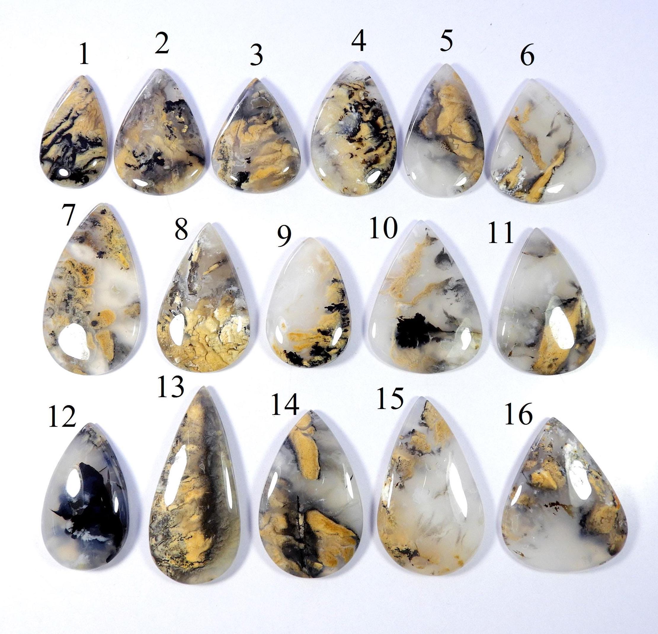 Yellow Dendrite Agate. Tiger Dendrite Agate Cabochon. Natural Tiger Dendrite Agate Gemstone. Wholesale Dendrite Loose For Jewelry. Tg-3
