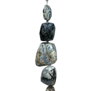 Faceted Dendritic Agate Beads: 13x12 to 20x18mm, Large Nugget Set (5 Pieces)