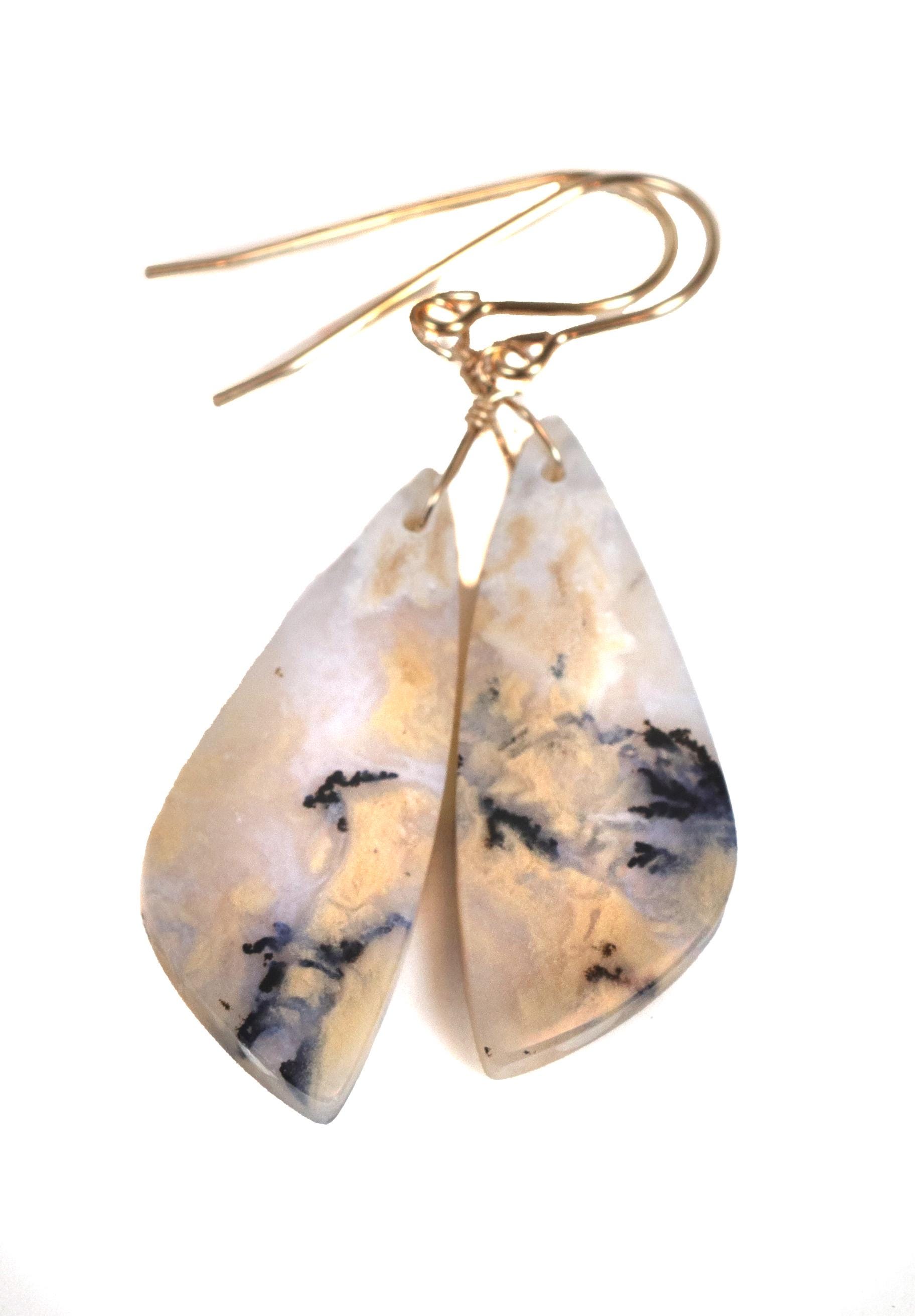 Dendrite Dendritic Agate Earrings 14k Solid Gold Or Filled Or Sterling Silver Dangle Drops Natural Marbling White Black Simple Drops 2 Inch Dendrite Dendritic Agate Earrings 14k Solid Gold Or Filled Or Sterling Silver Dangle Drops Natural Marbling White Black Simple Drops 2 Inch