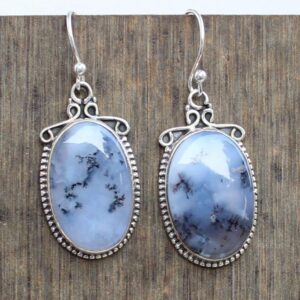 Handmade Sterling Silver Dendritic Agate Dangle Earrings