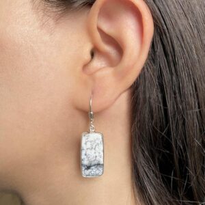 Dendritic Agate Leverback Earring / 925 Sterling Silver / Healing Gemstone / Gift for her / Natural Gemstone / Statement Earring DDA-E-1.