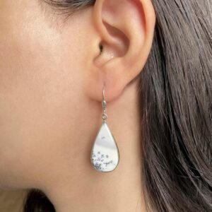 Dendritic Agate Leverback Earring / 925 Sterling Silver / Healing Gemstone / Gift for her / Natural Gemstone / Statement Earring DDA-E-7.