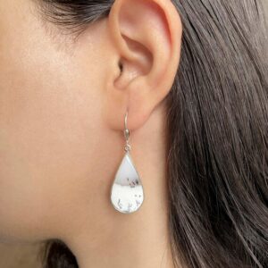 Dendritic Agate Leverback Earring / 925 Sterling Silver / Healing Gemstone / Gift for her / Natural Gemstone / Statement Earring DDA-E-6.