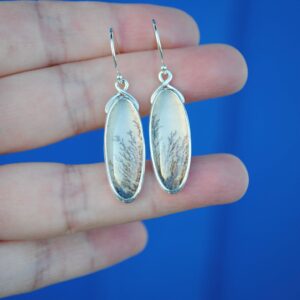 Dendritic Agate Earrings Sterling Silver, Dendrite Agate Jewelry