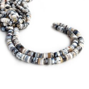 Dendrite Agate Faceted Tyre Shaped Beads, 7mm to 8mm Natural Dendrite Gemstone Beads For Making Jewelry, 16 Inch Strand, GDE7 Dendrite Agate Faceted Tyre Shaped Beads, 7mm to 8mm Natural Dendrite Gemstone Beads For Making Jewelry, 16 Inch Strand, GDE7