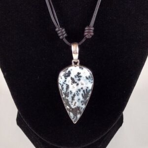 Dendritic Agate Adjustable Leather Necklace Handmade by Chris Hay Dendritic Agate Adjustable Leather Necklace Handmade by Chris Hay
