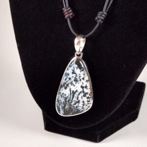 Dendritic Agate Adjustable Leather Necklace Handmade by Chris Hay Dendritic Agate Adjustable Leather Necklace Handmade by Chris Hay