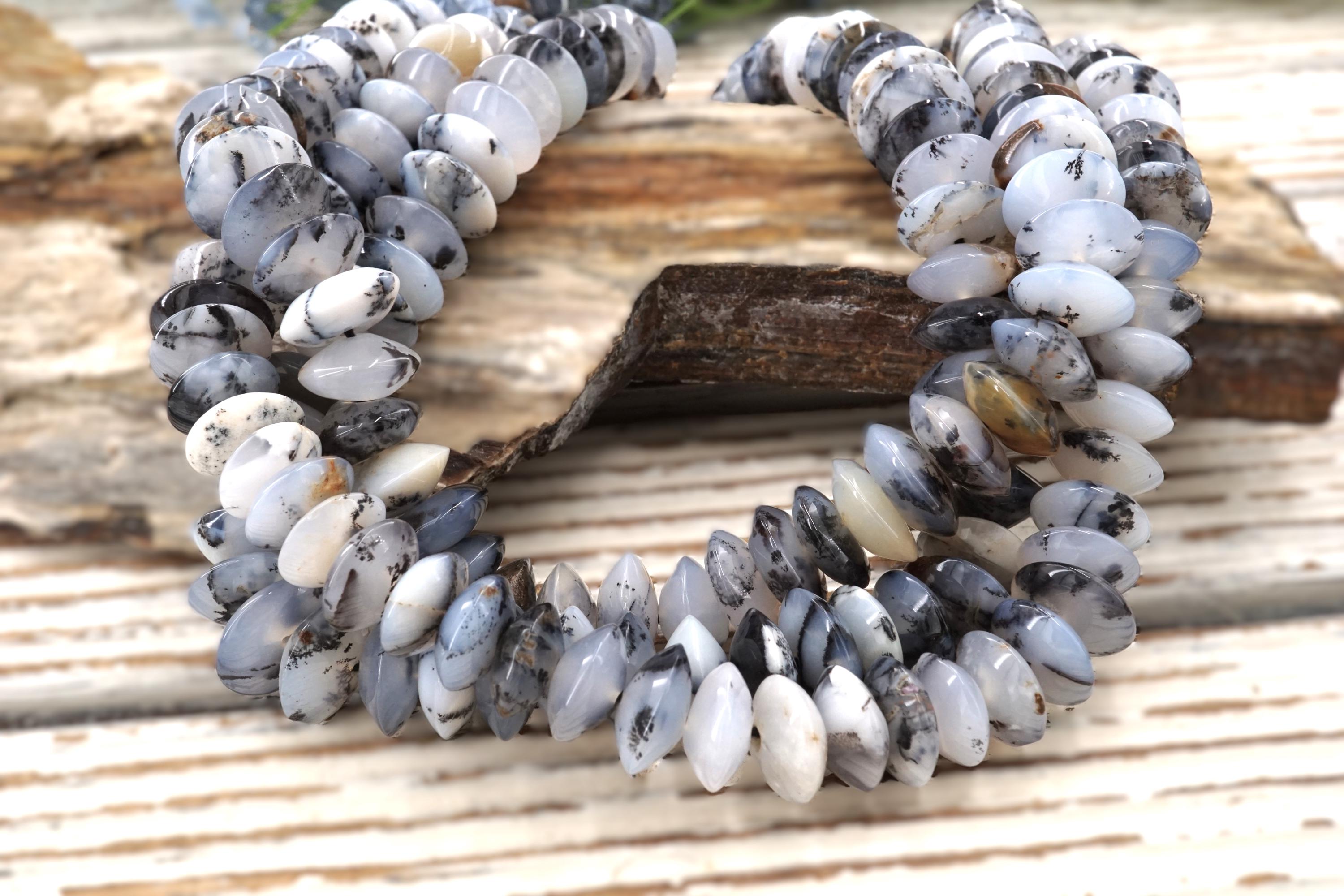 Dendrite Agate 12-14 Mm Rondelle Beads (etb01842) Unique Jewelry/vintage Jewelry/gemstone Necklace