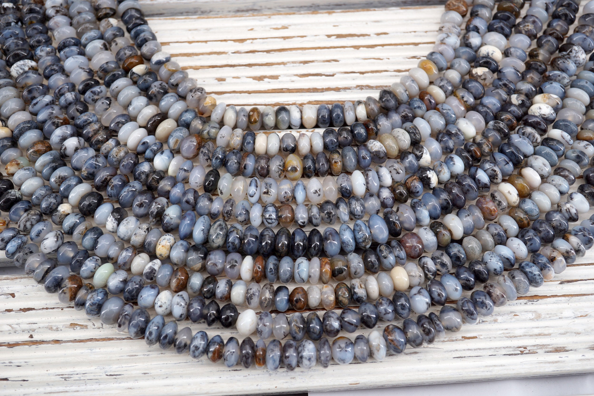 Dendrite Agate 8-10mm Rondelle Beads  (etb01774) Unique Jewelry/vintage Jewelry/gemstone Necklace