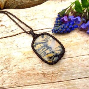Tiger Dendrite Agate macrame necklace, fathers day gift ideas, rock collector, gift ideas for the boho beauty Tiger Dendrite Agate macrame necklace, fathers day gift ideas, rock collector, gift ideas for the boho beauty