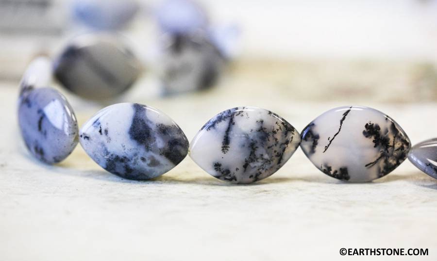 Xl/ Dendrite Agate 20x30mm Marquise Beads 16" Strand Natural Agate Gemstone Beads For Jewelry Making