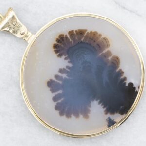 14K Gold Dendritic Agate Pendant, Shazar Stone Jewelry