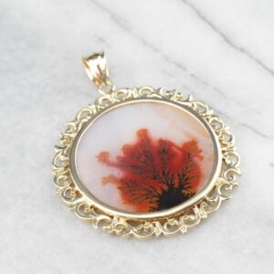 14K Yellow Gold Shazar Stone Dendritic Agate Pendant 14K Yellow Gold Shazar Stone Dendritic Agate Pendant