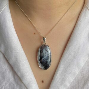 Dendritic Agate Pendant / 925 Sterling Silver / Healing Gemstone / Gifts for her / Oval Cab / Dendritic Agate / Statement Pendant DDA-P-22.