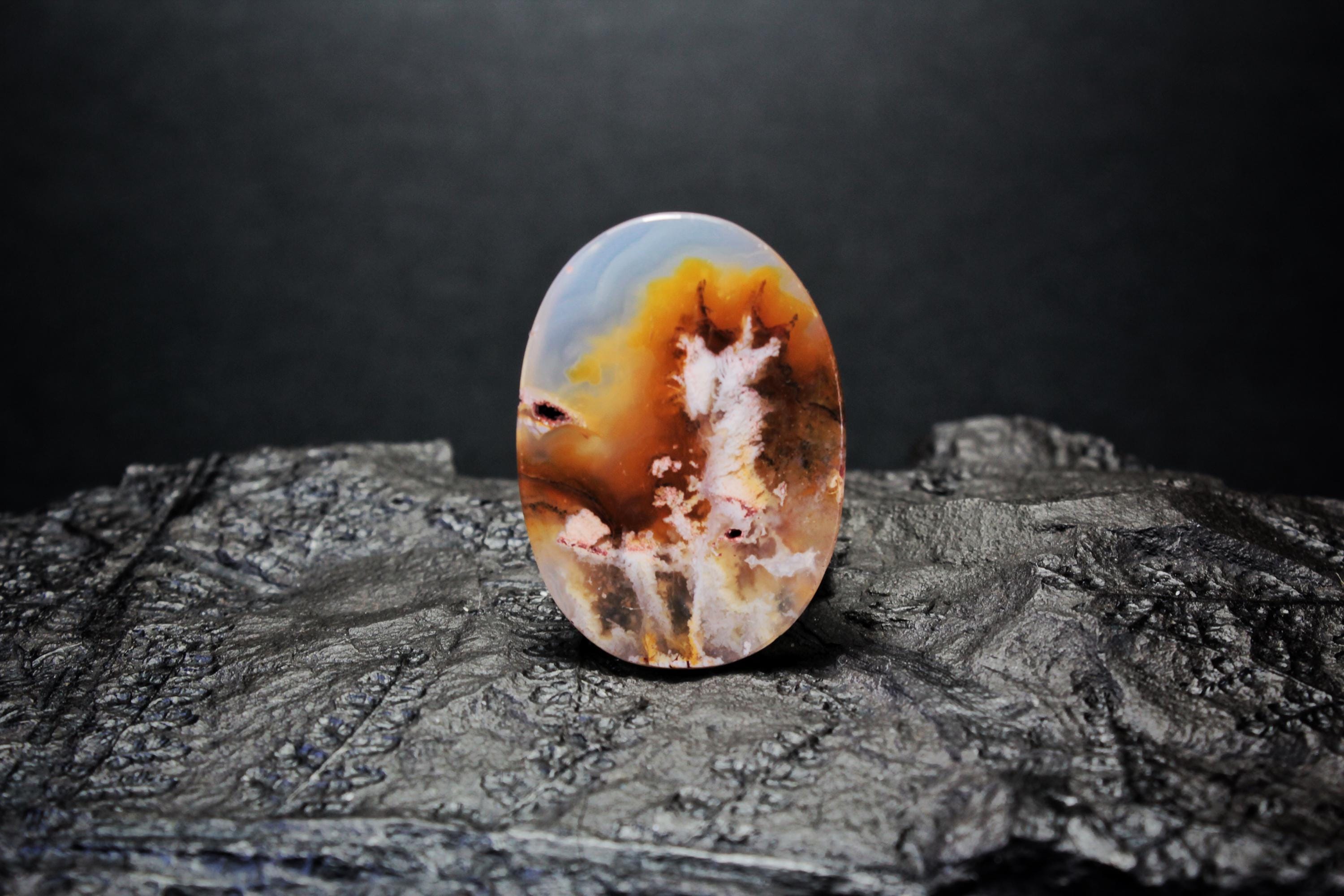 Dendrite Agate Cabochon Brazil Agate Cabochon Stone Natural Gemstone Cabochon 32x23x5 Mm 35 Ct Agate Loose Stone Jewelry Dendrite Pendant
