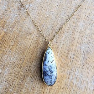 Dendritic Agate Gemstone Teardrop Pendant Necklace Gold, 18 Inch Necklace, Layering Necklace, Dainty Gold Necklace, Black And White Pendant Dendritic Agate Gemstone Teardrop Pendant Necklace Gold, 18 Inch Necklace, Layering Necklace, Dainty Gold Necklace, Black And White Pendant