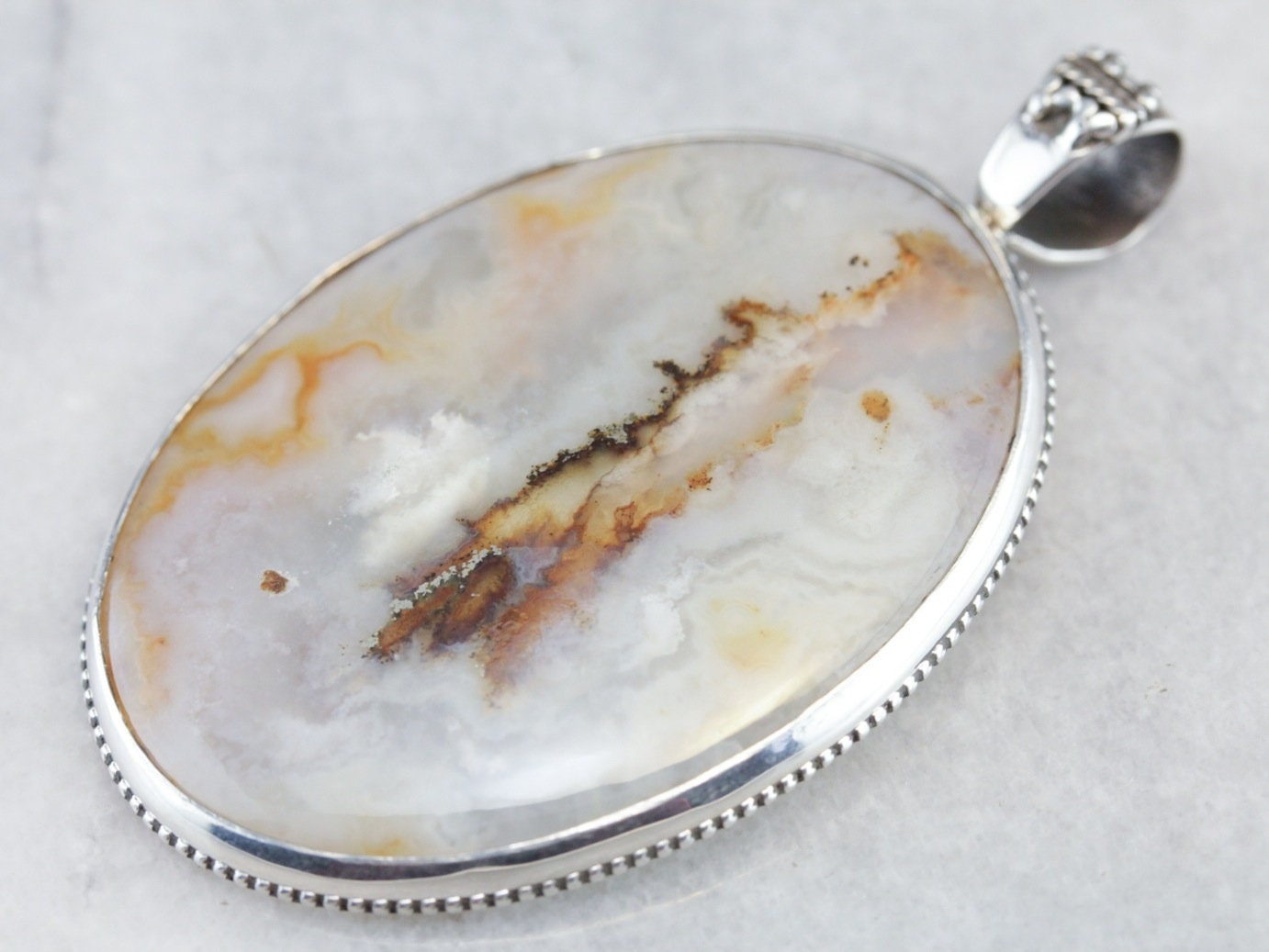 Graveyard Point Dendritic Agate Sterling Silver Statement Pendant Graveyard Point Dendritic Agate Sterling Silver Statement Pendant