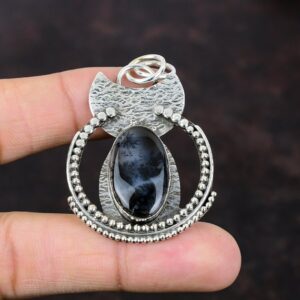 Handmade Dendritic Agate 925 Sterling Silver Pendant