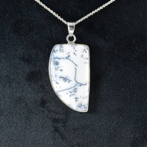 Merlinite Sterling Silver Teardrop Pendant, Dendritic Agate