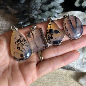 Montana Dendritic Agate Pendant: Scenic Sterling Silver Necklace