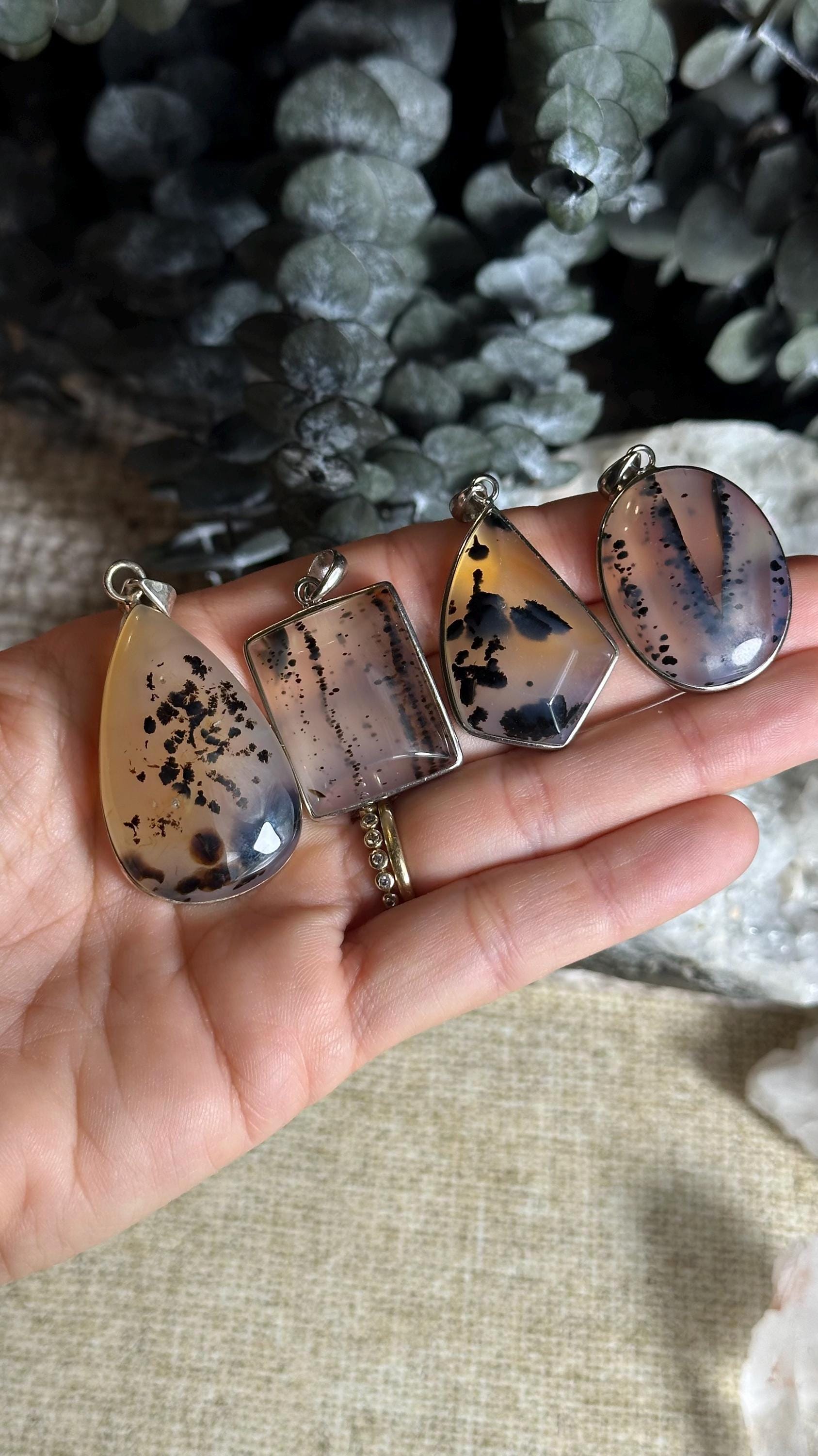 Montana Dendritic Agate Pendant: Scenic Sterling Silver Necklace