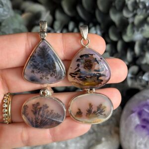 Montana Dendritic Agate Pendant: Scenic Sterling Silver Necklace
