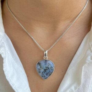 Russian Dendritic Agate Pendant / 925 Sterling Silver / Healing Gemstone / Pear Cab / Dendritic Agate Jewelry / Statement Pendant RDA-P-5.