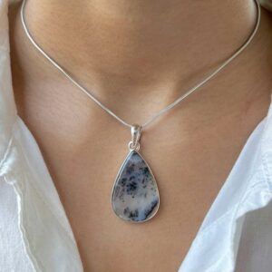 Russian Dendritic Agate Pendant / 925 Sterling Silver / Healing Gemstone / Pear Cab / Dendritic Agate Jewelry / Statement Pendant RDA-P-36.
