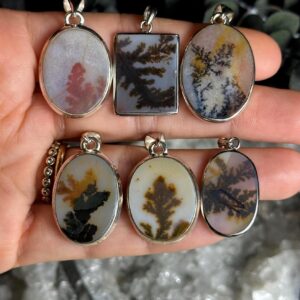 Scenic Agate Pendant Necklace, .925 Sterling Silver, Dendritic Agate