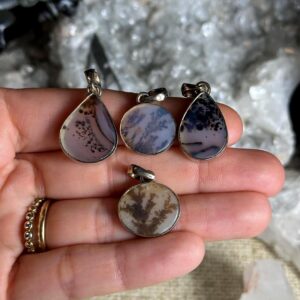 Scenic Agate Pendant Necklace, .925 Sterling Silver, Dendritic Agate