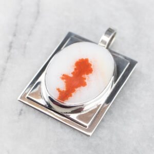 Sterling Silver Dendritic Agate Pendant, Unisex Cabochon