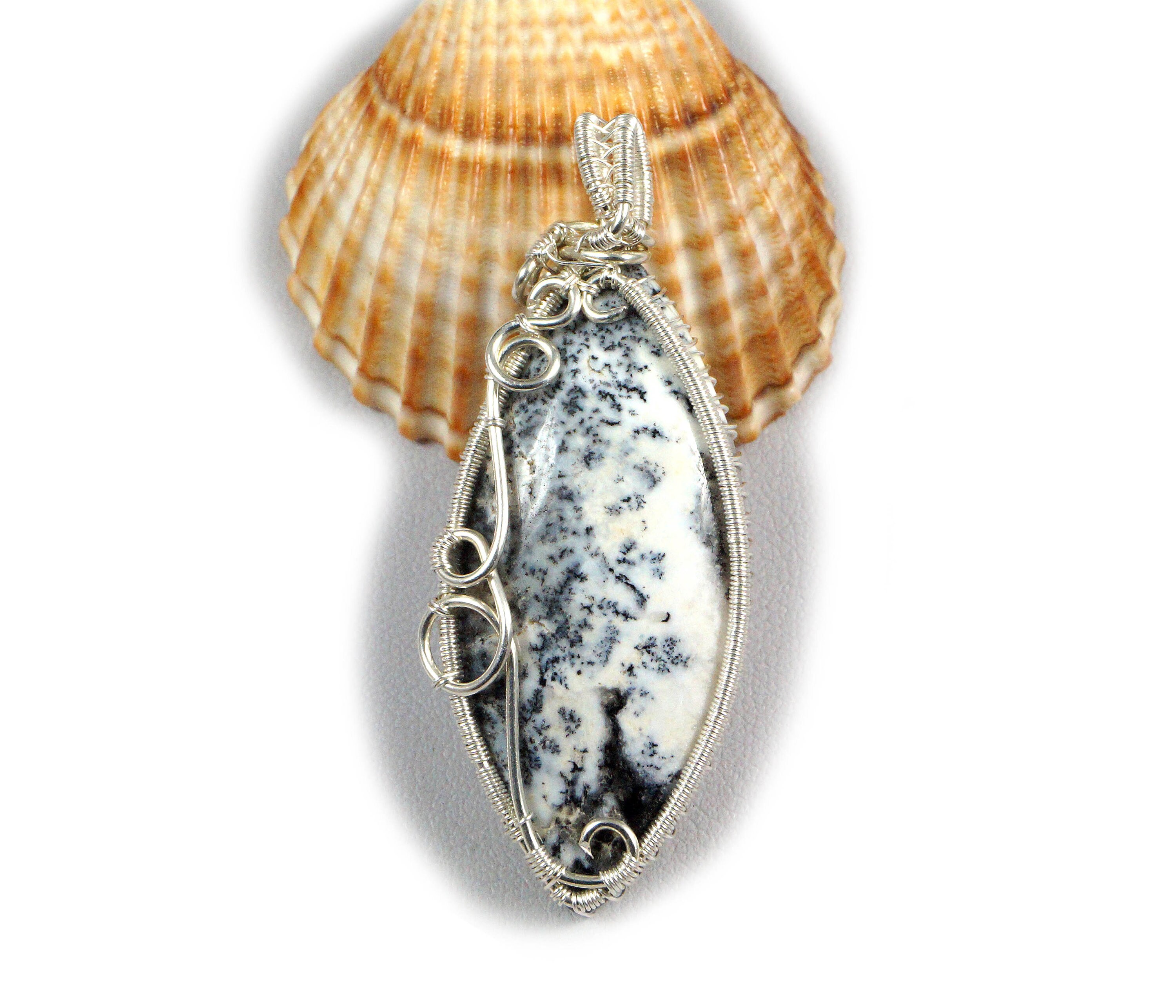 Sterling Silver Dendritic Agate Pendant: Handmade Wire Wrapped Amulet
