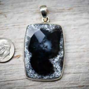 Sterling Silver Dendritic Agate Pendant – Black And White Tree Agate Sterling Silver Dendritic Agate Pendant – Black And White Tree Agate