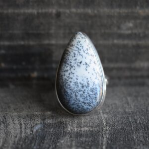 Dendritic Agate 925 Silver Ring, Drop Shape Gemstone Ring Dendritic Agate 925 Silver Ring, Drop Shape Gemstone Ring