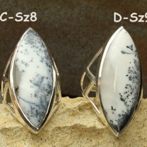 Dendritic Agate Ring, Black And White Gemstone Ring, Dendritic Agate Cabochon In Sterling Silver, Size 7, 8, 9 Dendritic Agate Ring, Black And White Gemstone Ring, Dendritic Agate Cabochon In Sterling Silver, Size 7, 8, 9
