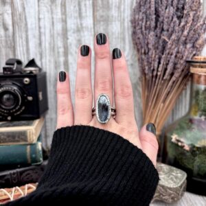 Dendritic Agate Crystal Ring Fine Silver Size 9.5 / Foxlark Collection - One of a Kind Dendritic Agate Crystal Ring Fine Silver Size 9.5 / Foxlark Collection - One of a Kind