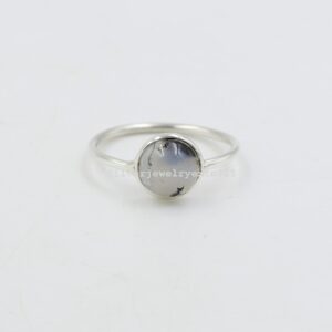 Dendrite Agate 925 Sterling Silver Ring: Minimalist Stacking Jewelry Dendrite Agate 925 Sterling Silver Ring: Minimalist Stacking Jewelry