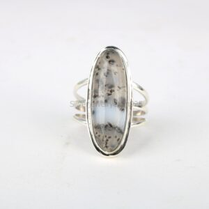 Dendrite Agate 925 Sterling Silver Ring: Bohemian Statement Band Dendrite Agate 925 Sterling Silver Ring: Bohemian Statement Band