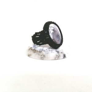 Dendrite Agate Macrame Ring: Black Waxed Thread, Natural Stone
