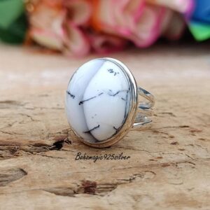 Handmade Dendritic Agate Ring: 925 Sterling Silver Gemstone Jewelry Handmade Dendritic Agate Ring: 925 Sterling Silver Gemstone Jewelry