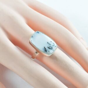 Merlinite Dendritic Agate Sterling Silver Ring, Size 8 Us Merlinite Dendritic Agate Sterling Silver Ring, Size 8 Us