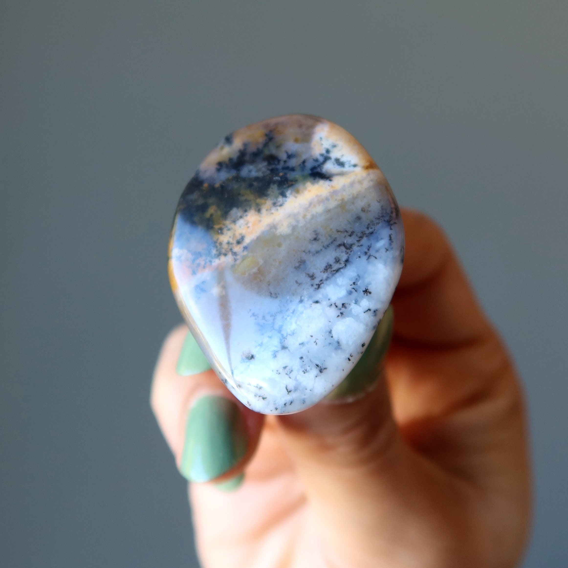Dendritic Agate Ring Mysteries Big Purple Gemstone Bronze Adjustable