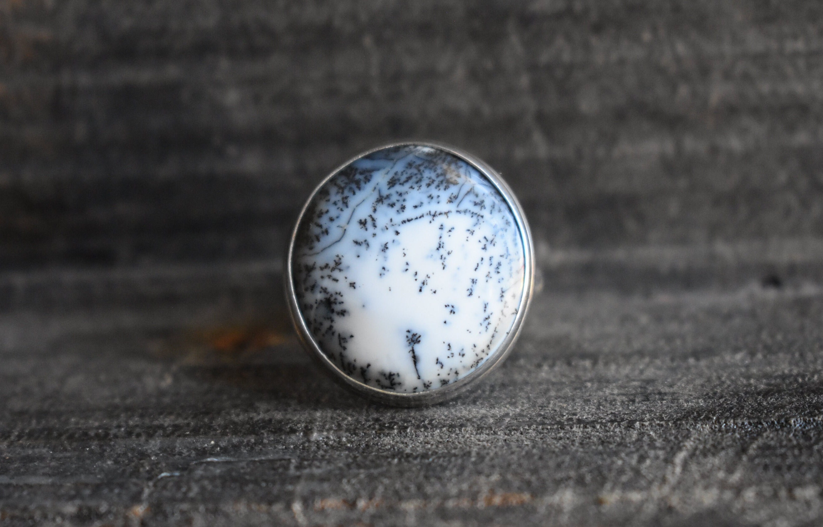 Natural Dendritic Agate 925 Sterling Silver Ring