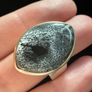 Natural Dendrite Leaf Ring, Size 9 USA, Beautiful Black and White Dendritic Agate, Handmade with Solid Sterling Silver, Perfect Gift! Natural Dendrite Leaf Ring, Size 9 USA, Beautiful Black and White Dendritic Agate, Handmade with Solid Sterling Silver, Perfect Gift!