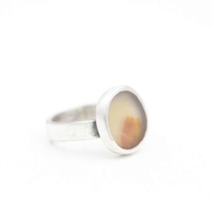 Dendritic Agate Ring Oxidized Sterling Silver Boho Jewelry Size 6.75