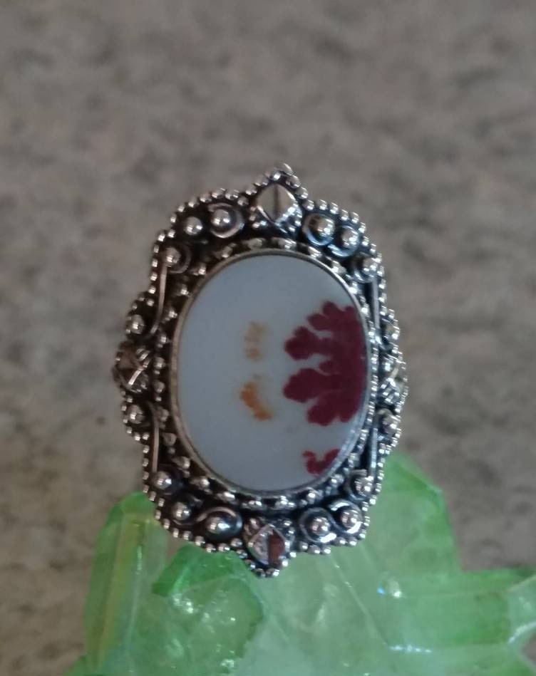 Russian Dendritic Agate Ring, Size 9