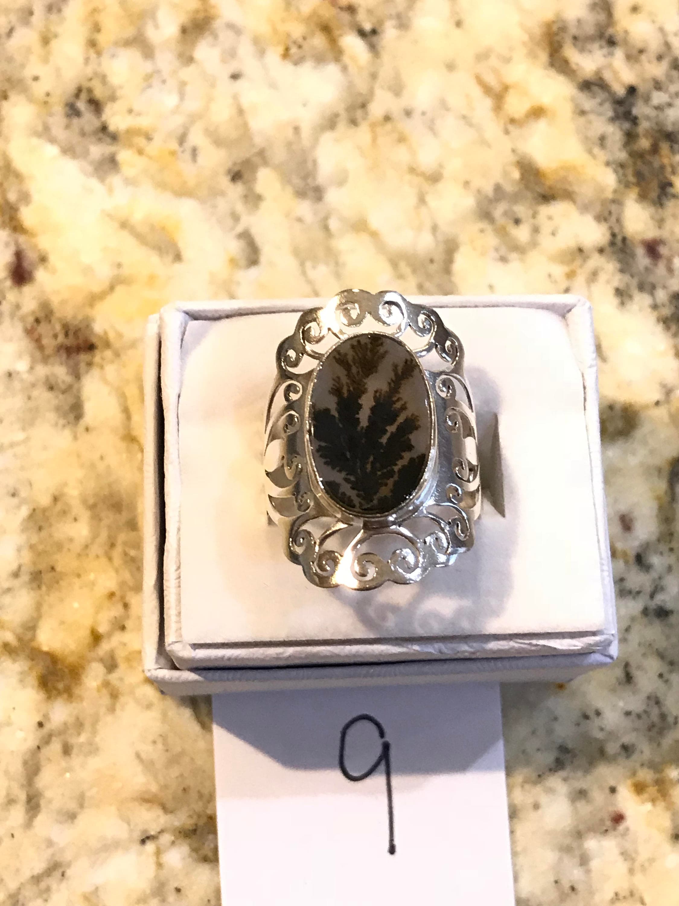 Russian Dendritic Agate Ring, Size 9